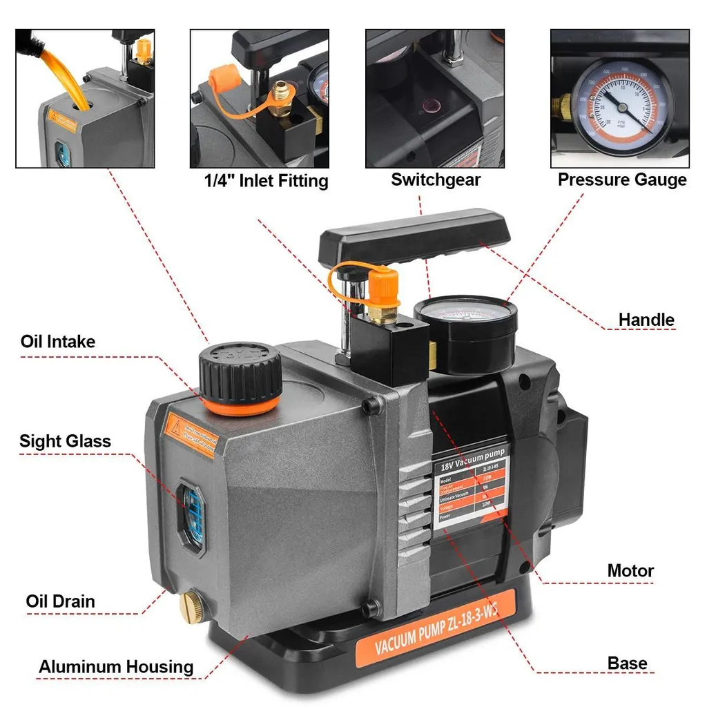Pompe à vide anti-humidité pour circuits frigorifiques - 7 CFM Argent - 3