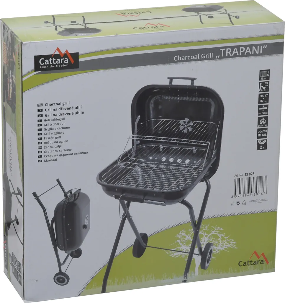Barbecue à charbon rectangulaire TRAPANI 46cm Cattara 13028 en acier