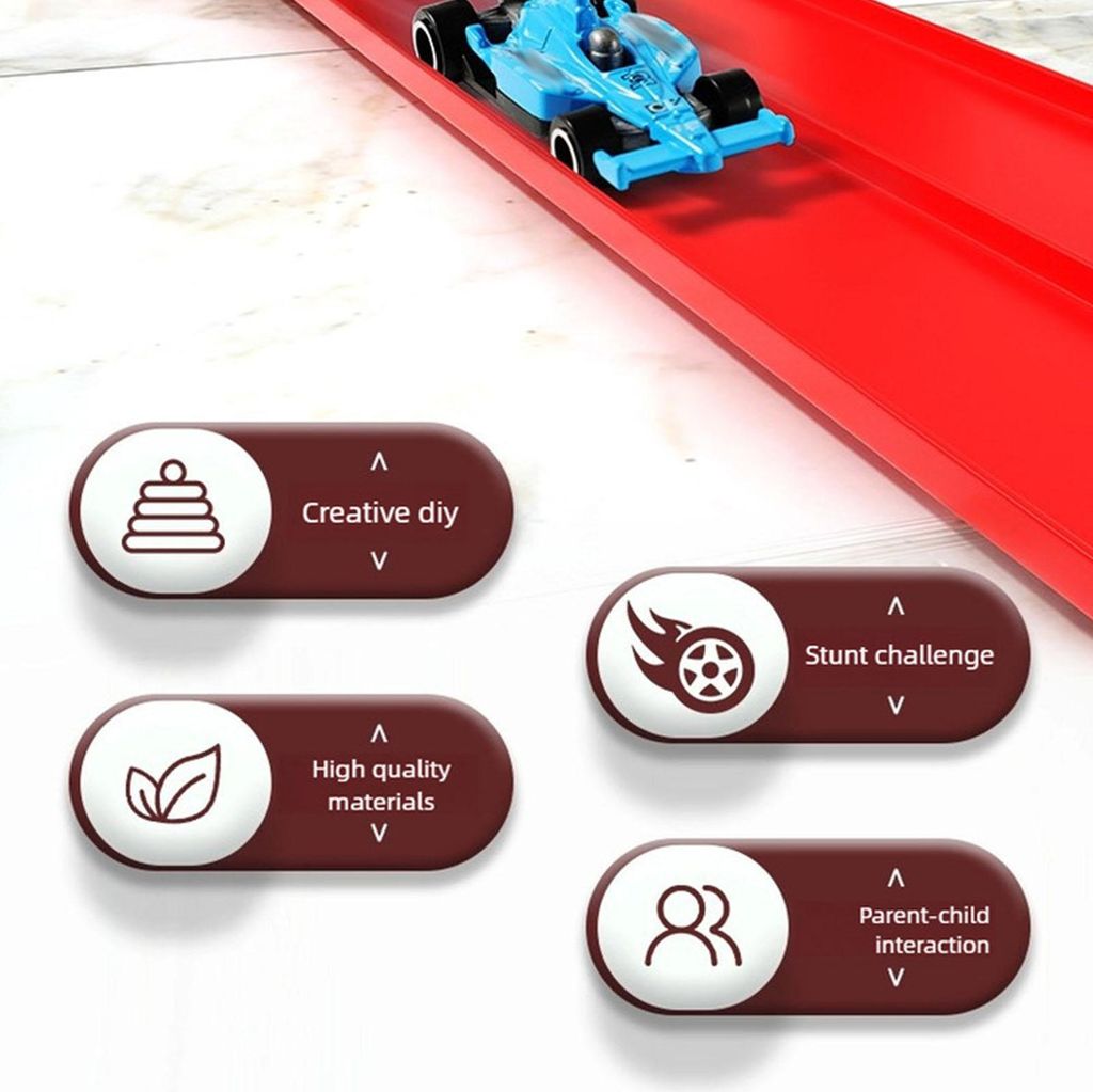 Flex Tracks Anti-Schwerkraft-Trägheitsbetriebene, aufrollbare Spielzeugautos mit flexiblen Gleisen und Saugnäpfen für Jungen