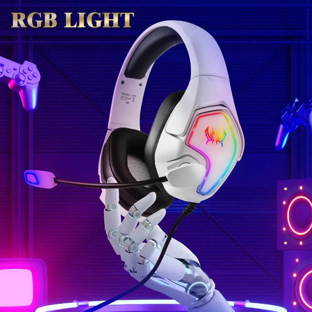 Micro-casque gamer blanc RGB filaire compatible avec PS5 Xbox et Switch - 8