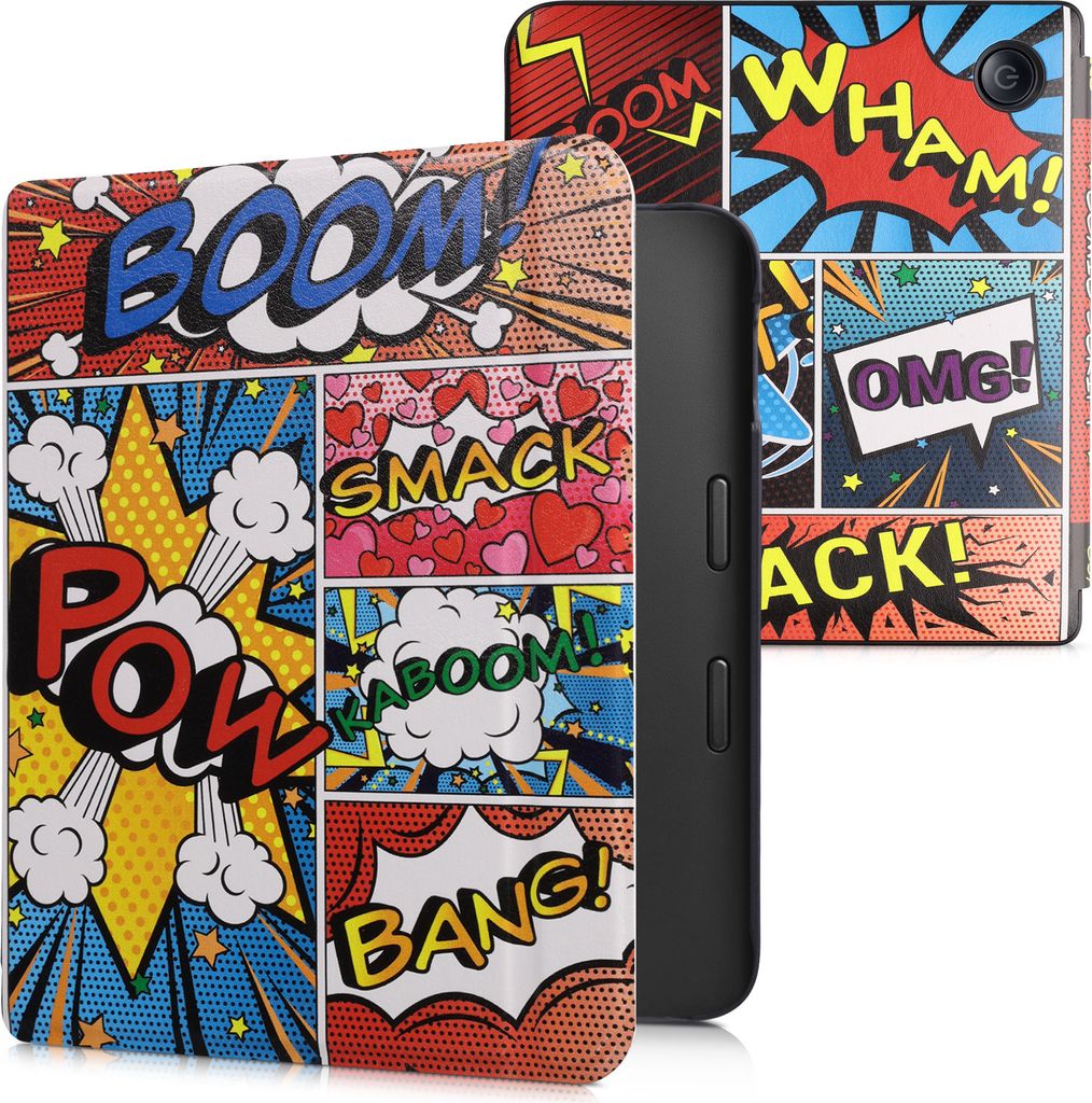 kwmobile Schutzhülle für Kobo Libra 2 Hülle - eReader Flip Case mit Auto Sleep Funktion - Comic Symbole mit Mehrfarbig