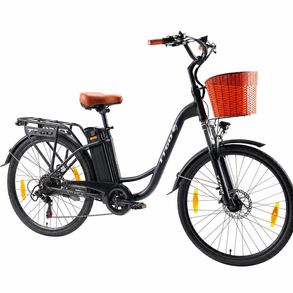 E-Bike 26 Zoll YY-26ST 36V 14 5Ah Akku bis 75km Reichweite Shimano 6 Gang Scheibenbremsen Gefederte Vordergabel