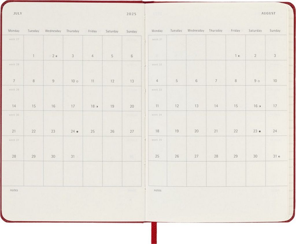 Moleskine 12měsíční týdenní poznámkový kalendář 2025, Obrázek produktu 8