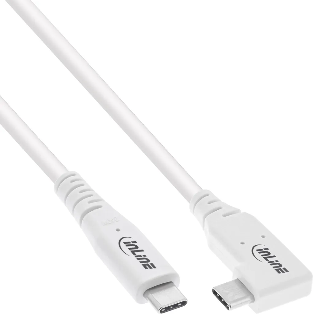 InLine Cavo USB-C USB4 Angolato 0.5m Bianco - PD 240W Professionale