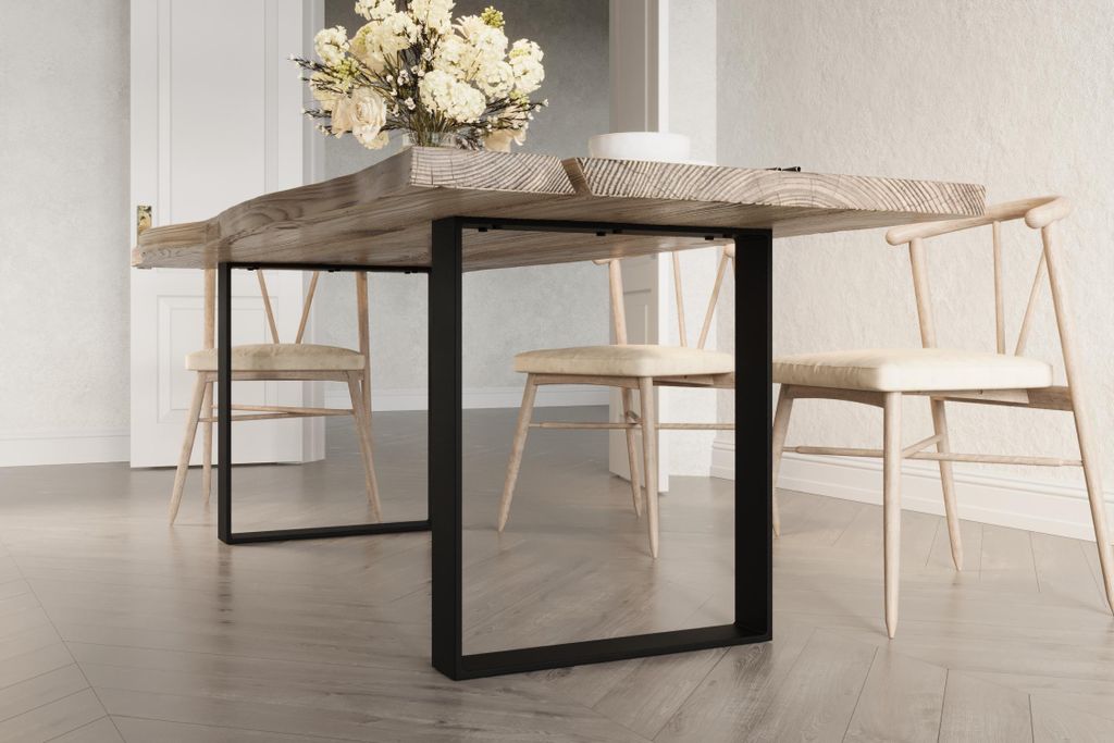 2er Set Tischbeine Tischgestell Tischkufen Tischfüße | 40x72cm Schwarz Flachstahl 100x10mm | für Esstisch Schreibtisch Stahl Industrial Metall