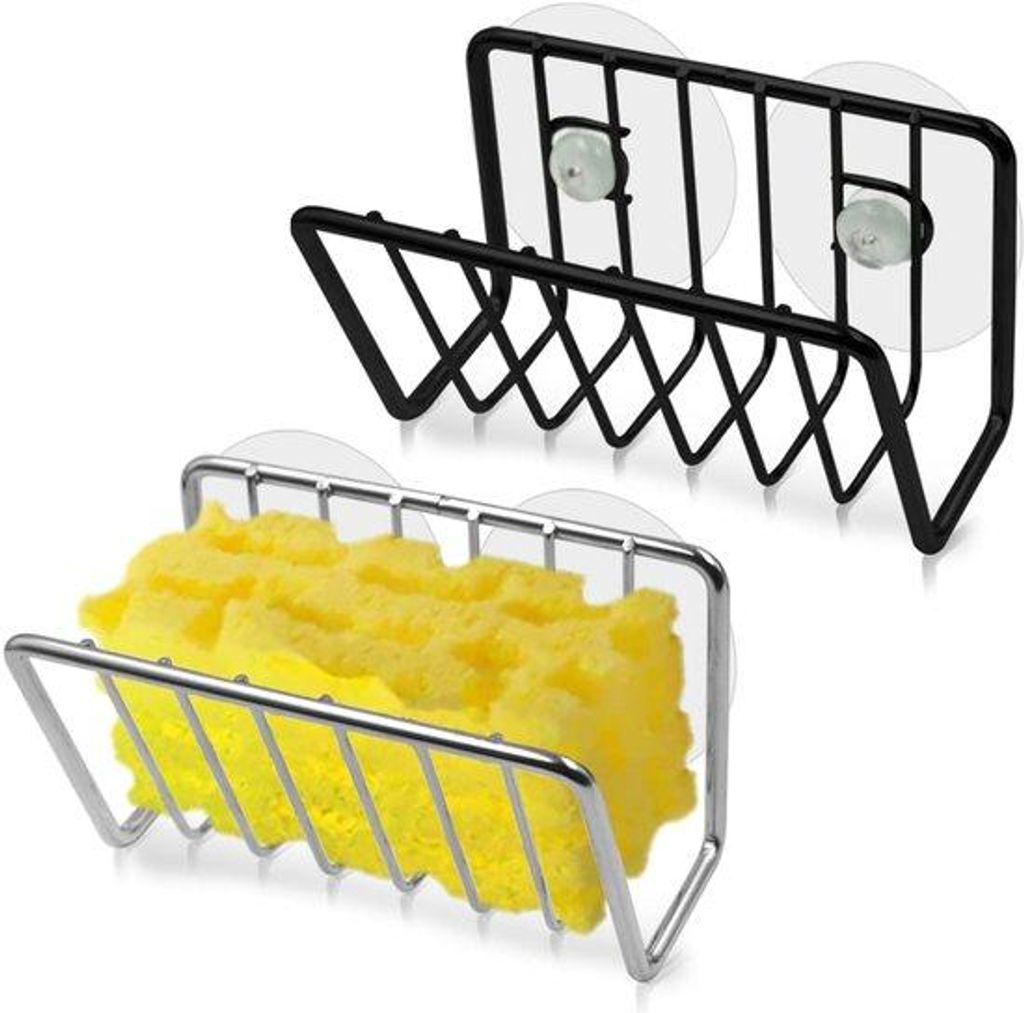 Edelstahl-Seifenhalter mit 4 Saugglocken, Küchenorganizer