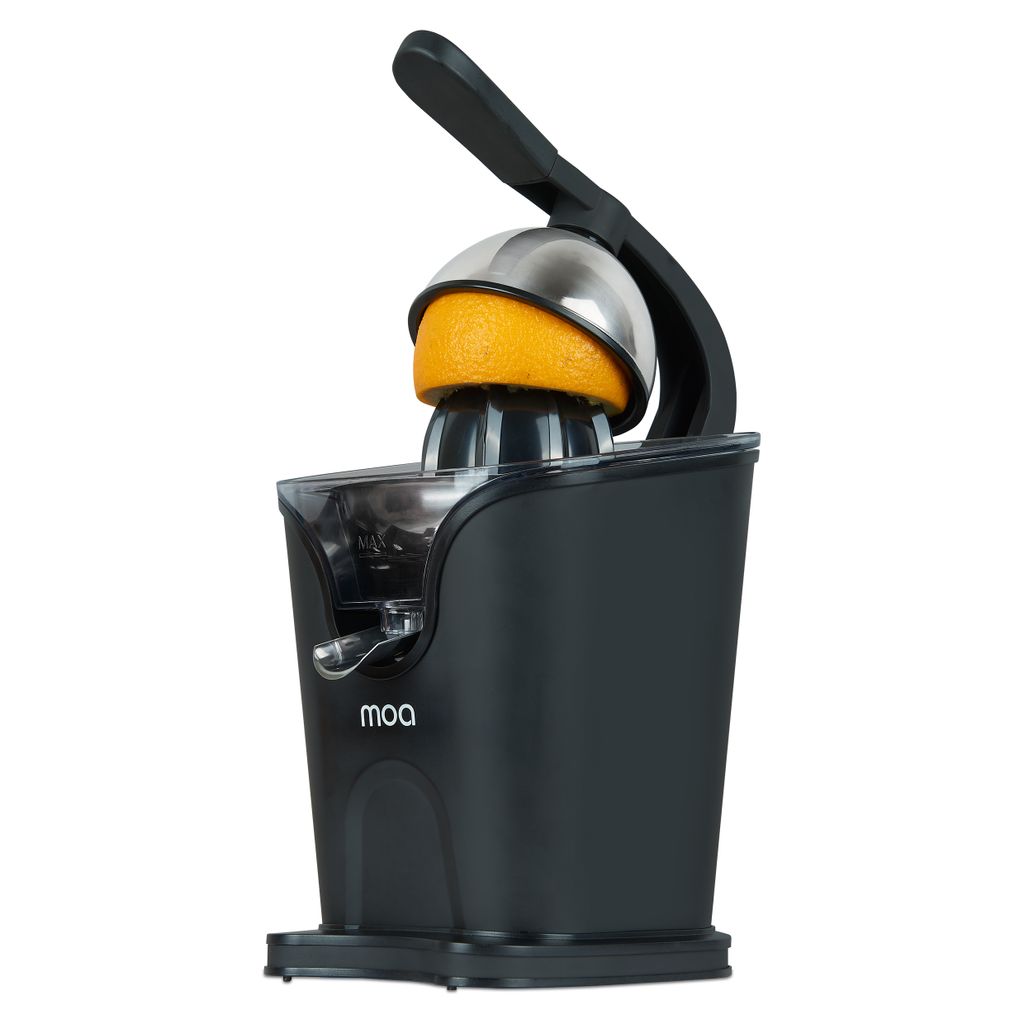 MOA Citrus Press - Citrus Juicer - Electric Orange Juicer - Lemon Squeezer - 2 Press Cones - Black - CJ408B