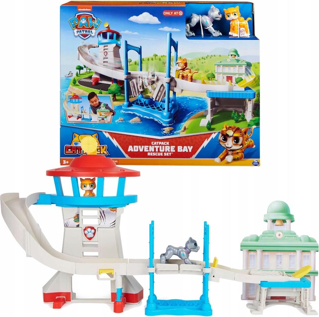 PAW Patrol , Cat Pack Adventure Bay Aussichtsturm Spielset, mit 2 Action-Figuren, Spielzeug für Kinder, Aktion/Abenteuer, 3 Jahr(e), Mehrfarbig