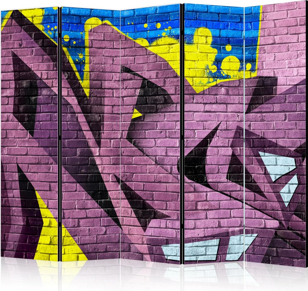 5-teiliger Doppelseitiger Vlies Paravent - Street art - graffiti II 225x172 cm Street art i-C-0172-z-c