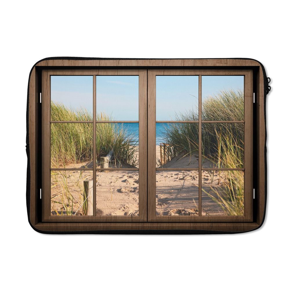 MuchoWow Laptop Hülle 13 Zoll Aussicht - Strand - Gras Laptoptasche - Laptophülle - Sleeve - Rundumschutz