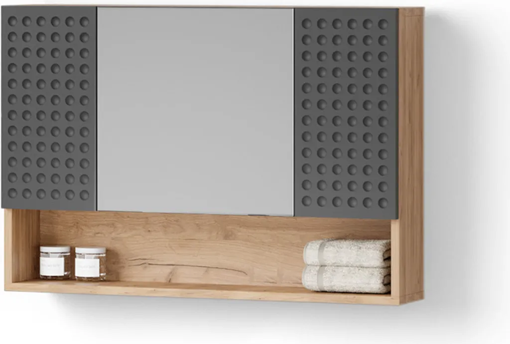 Armadietto Specchio Bagno 80x55 Livinity Ronco Antracite Robusto