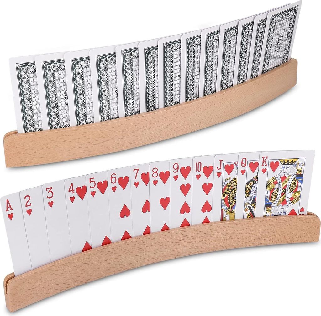2 Stück Kartenhalter, Spielkarten für Kinder, handsfree Kartenständer, Kinder-Spielkartenhalter, Holz-Spielkartenhalter, für Kinder, Senioren, ...