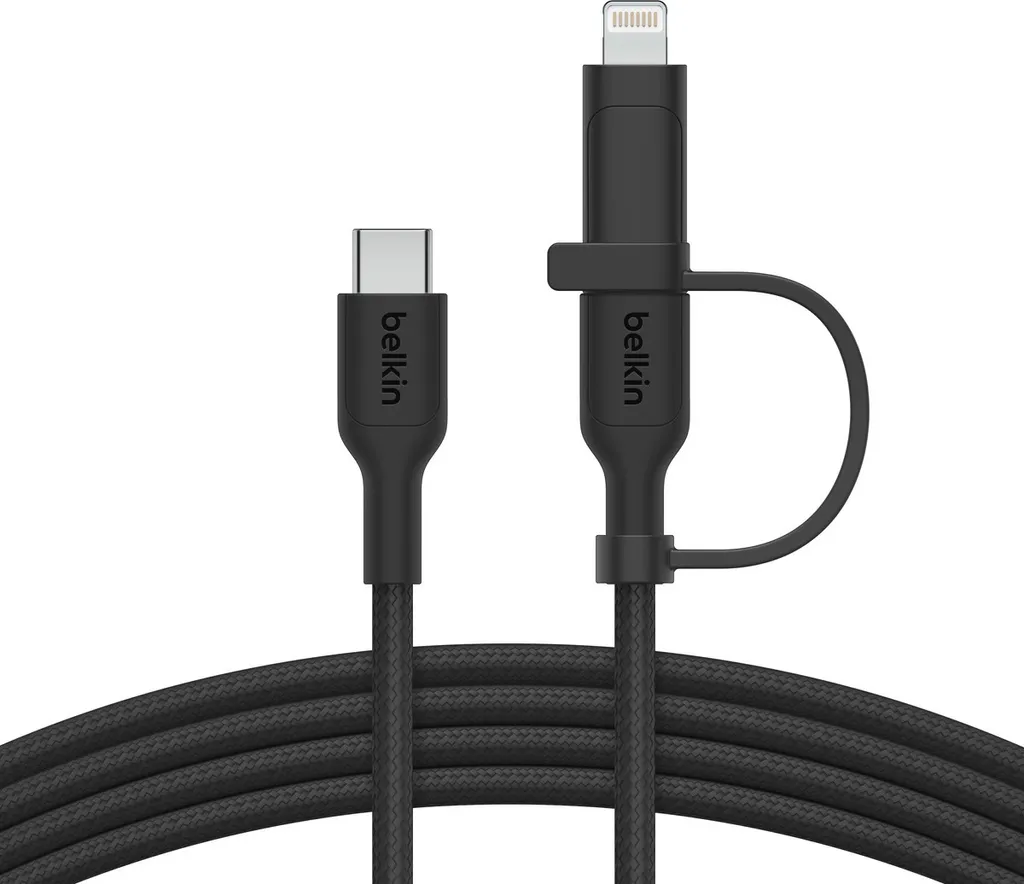 Câble Belkin BoostCharge Pro USB-C vers Lightning et USB-C Blanc 1,5m - 2