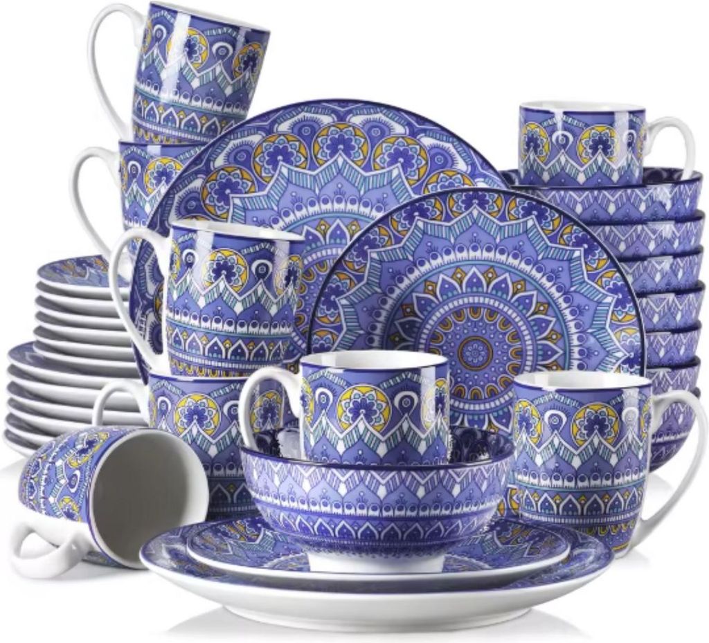 Marlito Serviesset – 32-teilig – 8 Personen – Blau – Essteller, Frühstücksteller und tiefe Teller