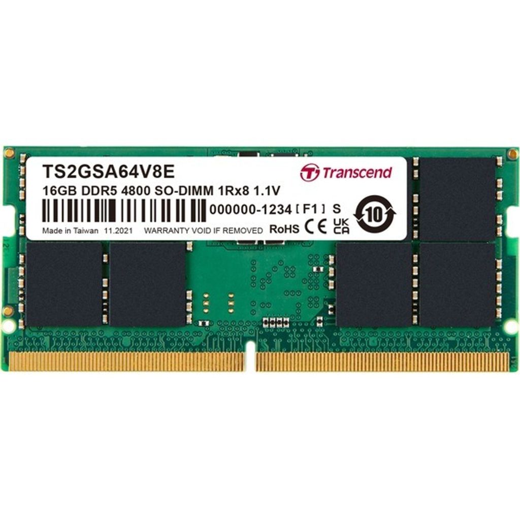 Transcend TS2GSA64V8E 16GB DDR5 4800 SO-DIMM 1Rx8 2Gx8 CL40 1.1V