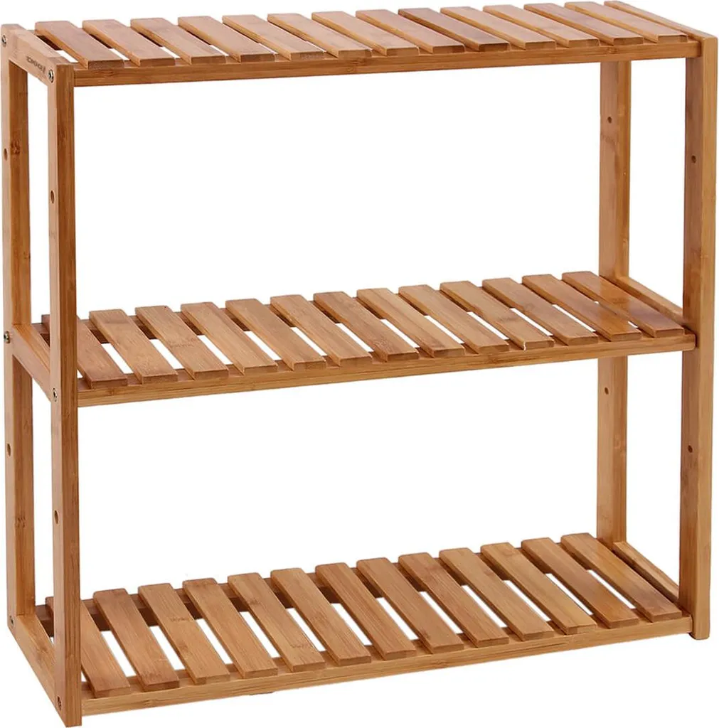 Étagère en bambou résistante à l'humidité - 3 tablettes pour la salle de bain