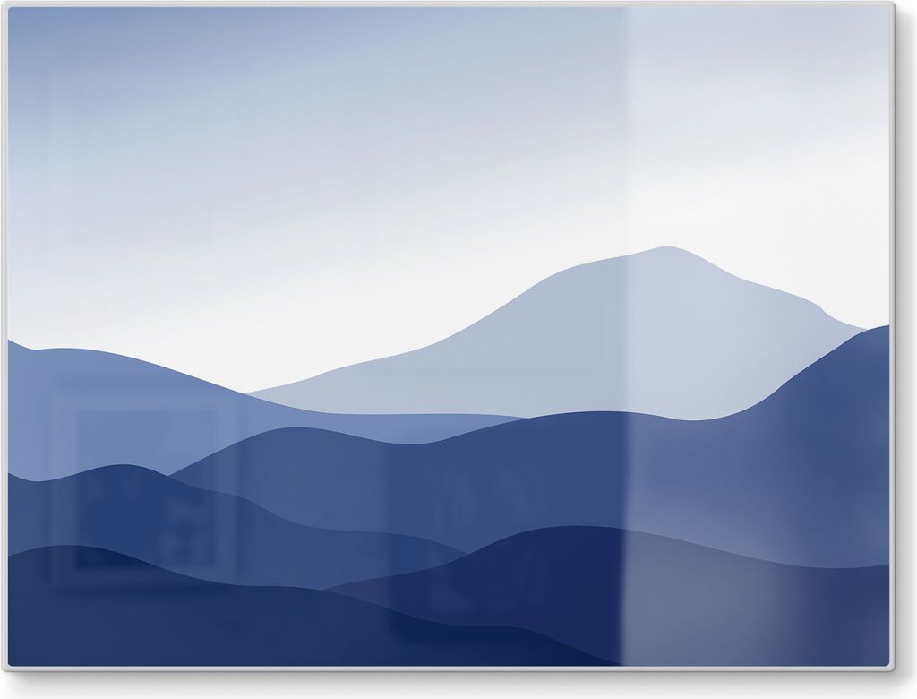 DEQORI Schneidebrett Glas 40x30 cm 'Berge im Blauschleier' Schneideplatte Servierplatte