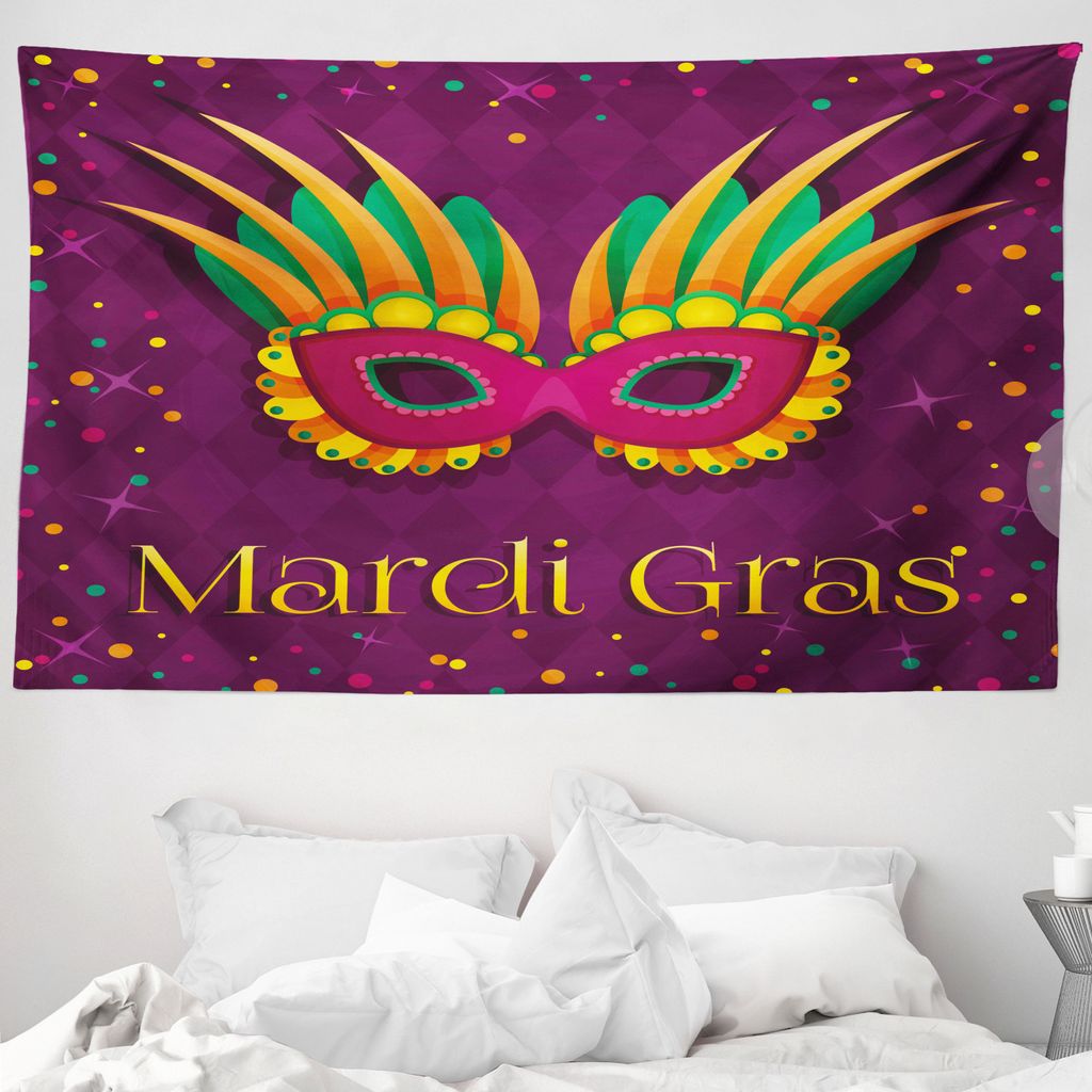 ABAKUHAUS Karneval Wandteppich, Festival Sterne Dots aus Weiches Mikrofaser Stoff Waschbar ohne Verblassen Digitaldruck, 230 x 140 cm, Lila Orange ...