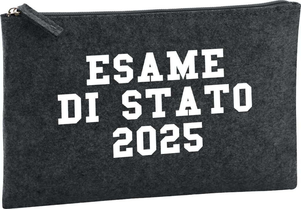 Huuraa Kulturbeutel Esame di Stato 2025 Abschluss Italien 1 Liter Charcoal Filz Kosmetiktasche Geschenkidee