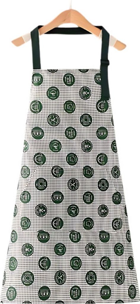 Grü apron mit Muster – Perfekt für die Küche und das Kochen