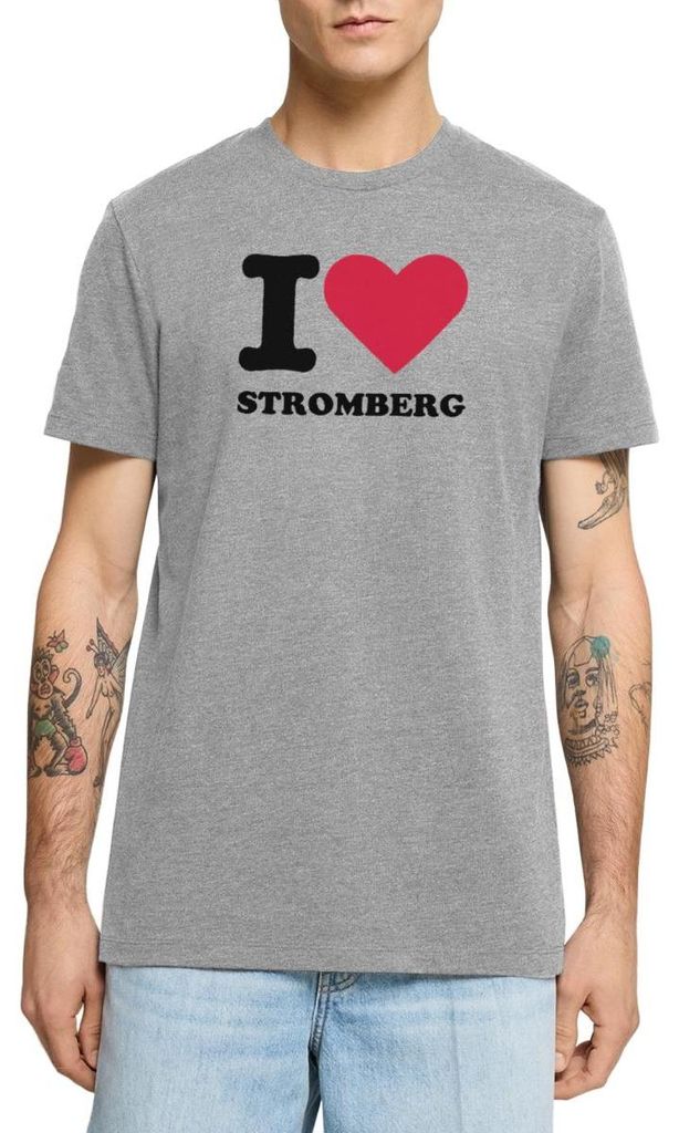 Spreadshirt Stromberg Fanartikel I Love Stromberg Männer Premium T-Shirt, L, Grau meliert