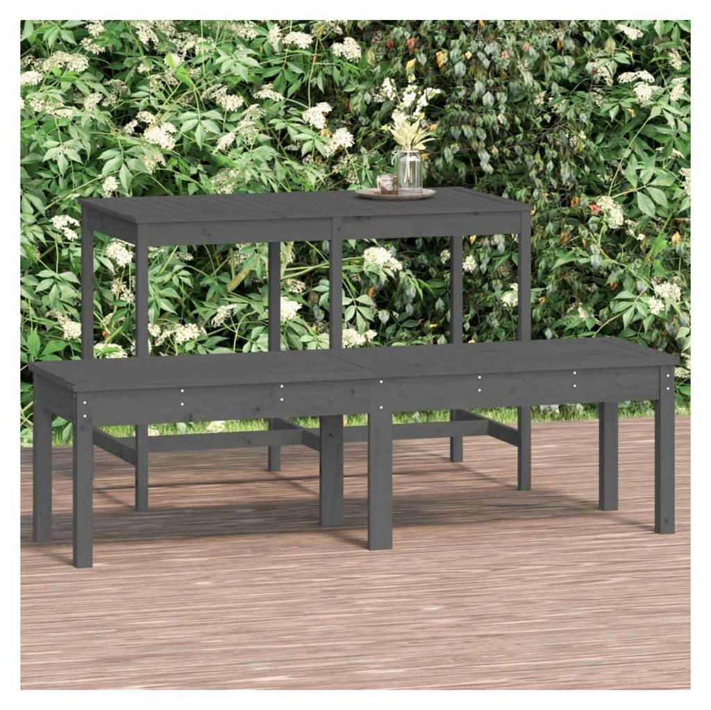 Gartenbank für zwei Personen Grau 159,5x44x45cm aus massivem Kiefernholz
