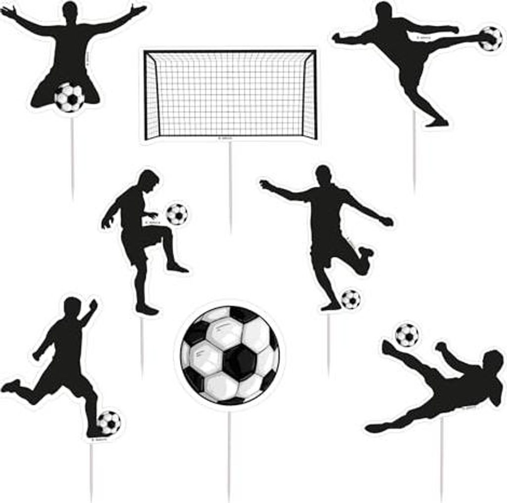 dekora - Fußball Cupcake Toppers - 16 Stück 11x5 cm - Deko für Muffins & Kuchen