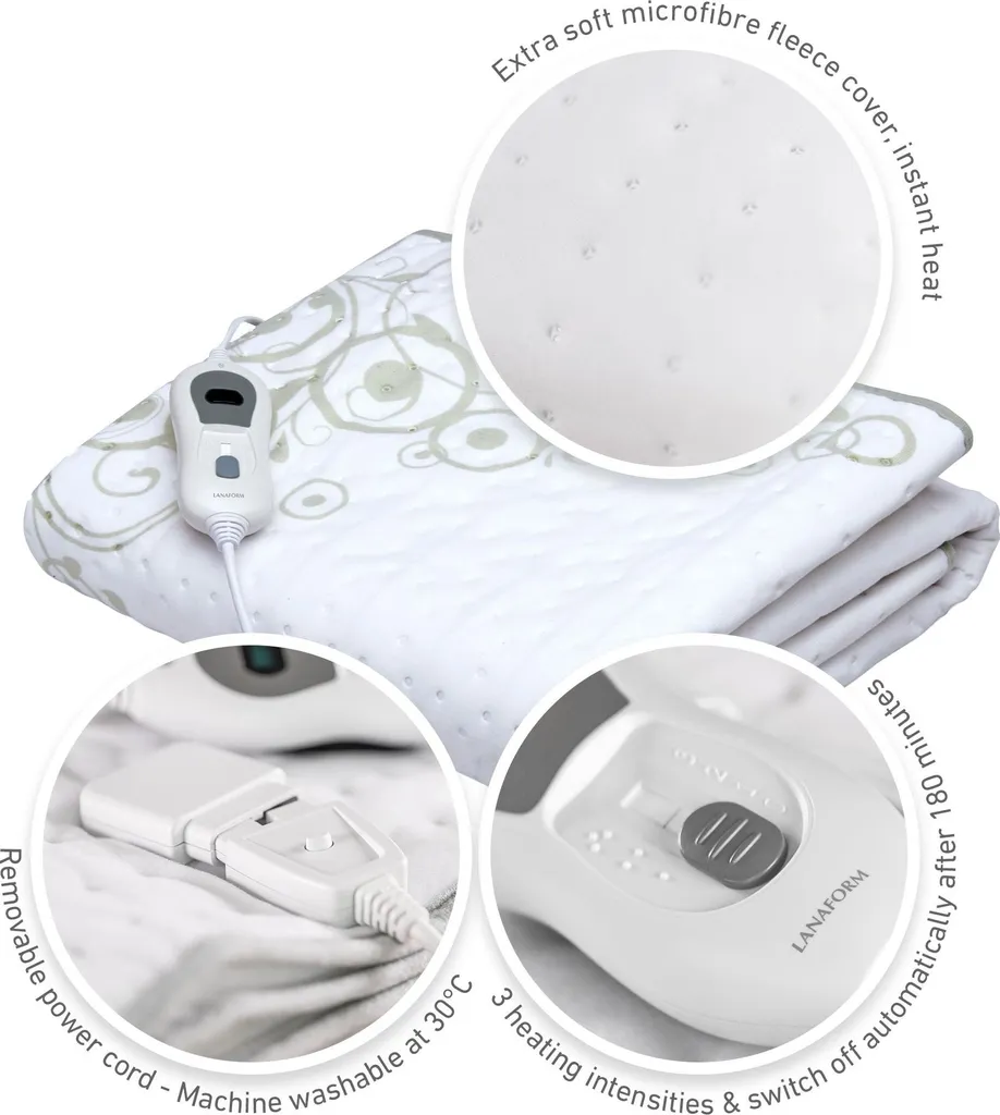 Chauffe-Matelas Lanaform LA180109 en Polyester Doux 150x80cm Lavable