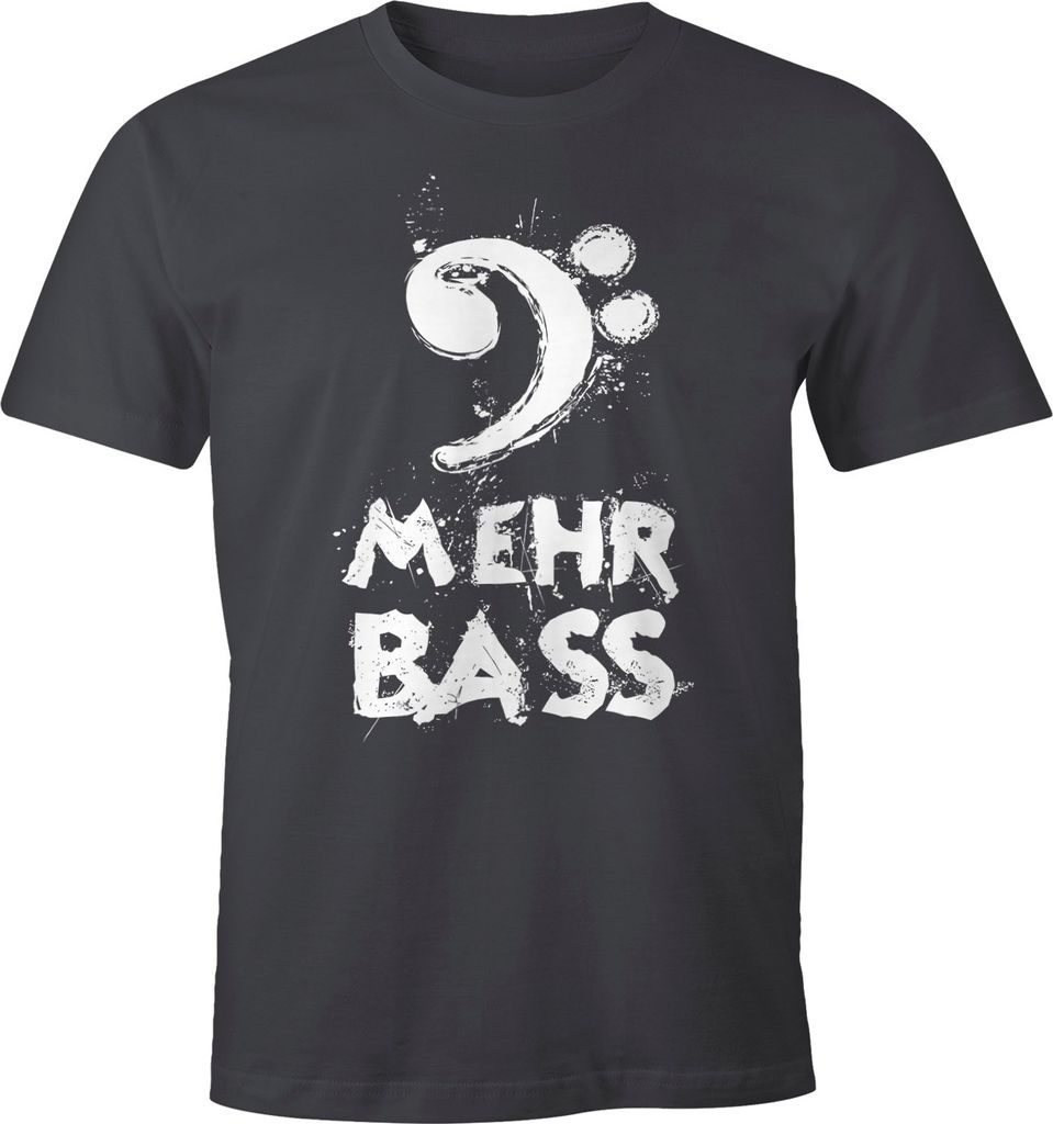 Herren T-Shirt Mehr Bass Musik Party Moonworks dunkelgrau XL