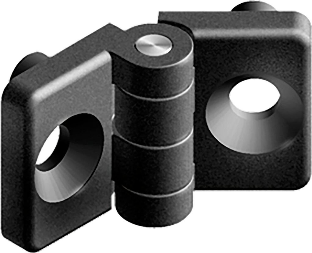Fath Scharnier Kunststoff 20 Mini schwarz einseitig, glasfaserverstärkt, Edelstahlstift, passend für Item System