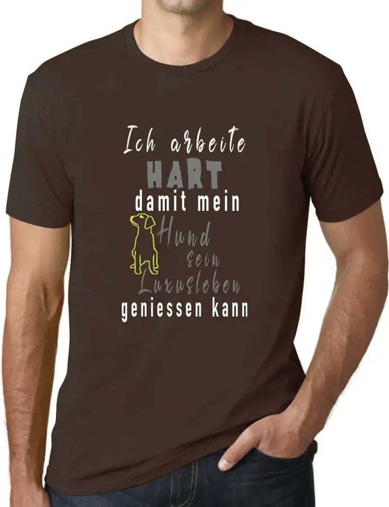Herren Grafik T-Shirt Hund Luxusleben Öko-Verantwortlich Vintage Jahrgang Kurzarm Lustige Druck Geburtstag Geschenk Mann