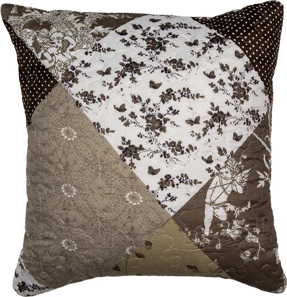 Copricuscino Clayre & Eef 40x40 cm Fiori Marrone - Shabby Chic Autentico