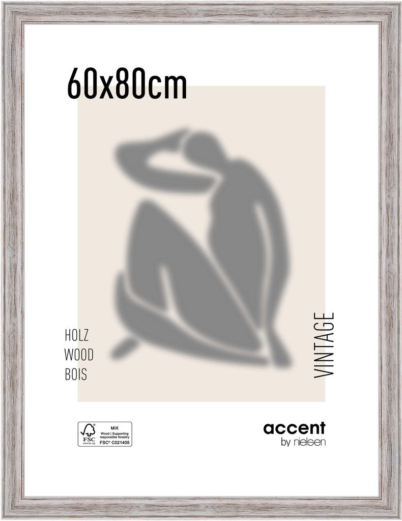 accent by nielsen Holz Bilderrahmen Vintage, 60x80 cm, Weiß