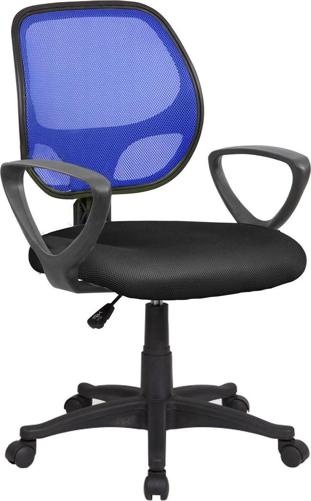 Bürostuhl Ddjidj, Mesh-Arbeitsstuhl mit Armlehnen, Ergonomischer Bürositz, 56x57h88/100 cm, Schwarz und Blau