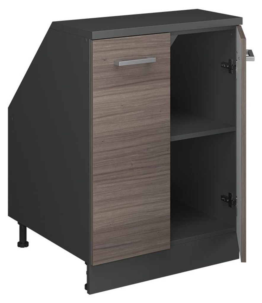 Dachschrägenschrank Vicco Rion Edelgrau 60 x 81.6 cm mit 2 Türen, Schrankkorpus 60 cm Tiefe, Model 60114