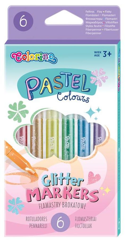 Colorino Glitzerfilzstifte 6 Pastellfarben Produktbild 