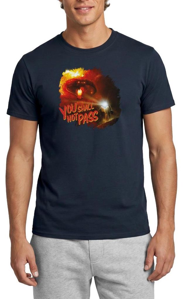 Spreadshirt Der Herr Der Ringe Gandalf Und Der Balrog Zitat Männer T-Shirt, 4XL, Navy
