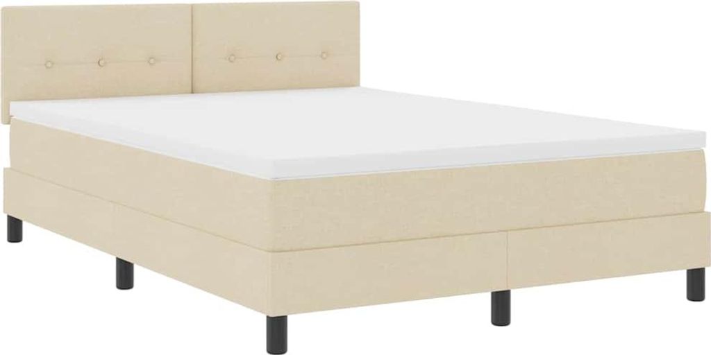 vidaXL Boxspringbett mit Matratze mit LED Creme 160 x 200 cm Stoff