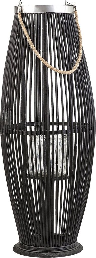 BELIANI Dekorative Laterne Schwarz mit Kerzenhalter 72 cm Produktbild 