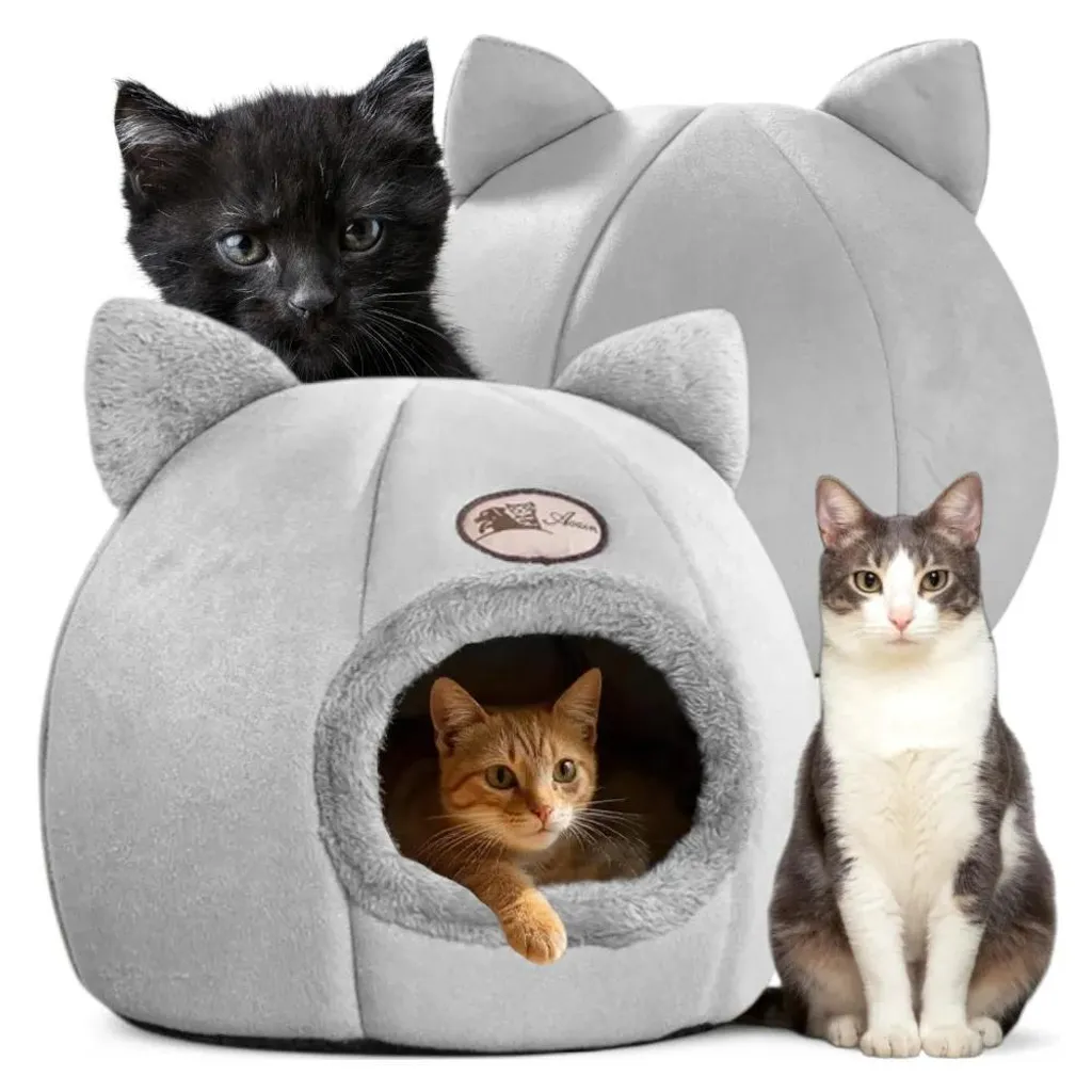 Cuccia a Grotta Antistress per Gatti | Letto Peluche Caldo e Confortevole