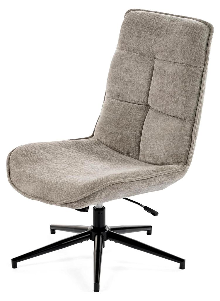 Lounge Sessel mit höhenverstellbarer Wippfunktion und 360° Drehbarkeit, Polsterstuhl für Schlafzimmer und Wohnzimmer, Grau aus Chenille-Stoff