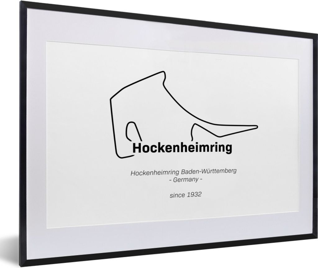 MuchoWow Gerahmtes Poster F1 - Hockenheim - Rennstrecke 60x40 cm - Poster mit Schwarzem Bilderrahmen Wandposter Rahmen Foto Bilder - Schlafzimmer...