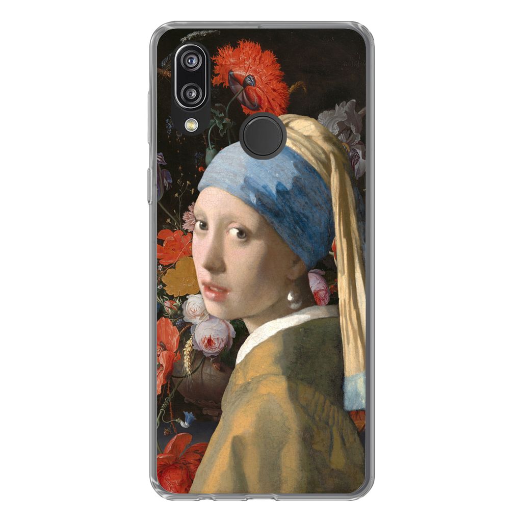 MuchoWow Handyhülle Schutzhülle Hülle für Huawei P20 Lite (2020) Malerei - Blumen - Regenbogen Silikon Softcase Handy Hülle - Kartenhalter
