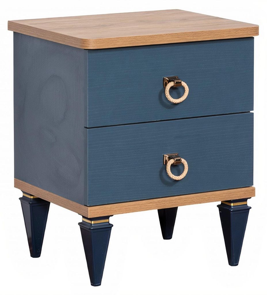 Blau-Brauner Nachttisch Designer Kinderzimmer Möbel Edle Nachtkonsole
