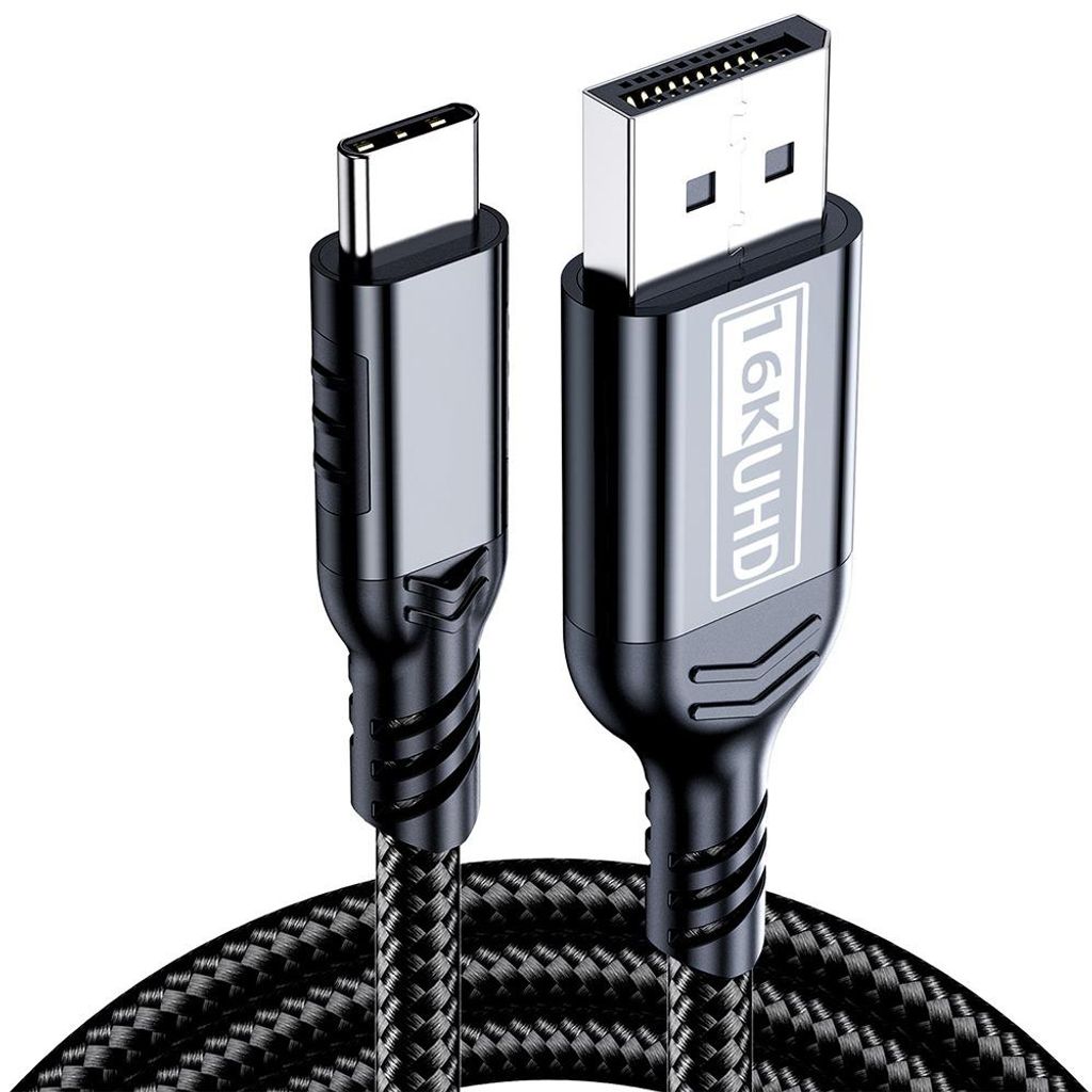 INF 16K High Definition Type-C zu DP 2.1 Kabel für 8K 4K Telefone und Computer Schwarz 1,5 M