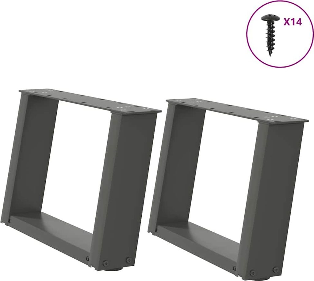 Couchtischbeine U-Form 2 Stk. Anthrazit 50x(30-31) cm Stahl