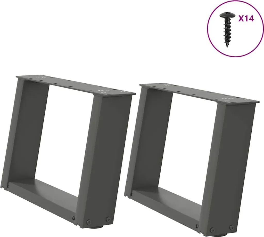 Gambe del tavolino a U 2 pz. Antracite 50x(30-31) cm Acciaio