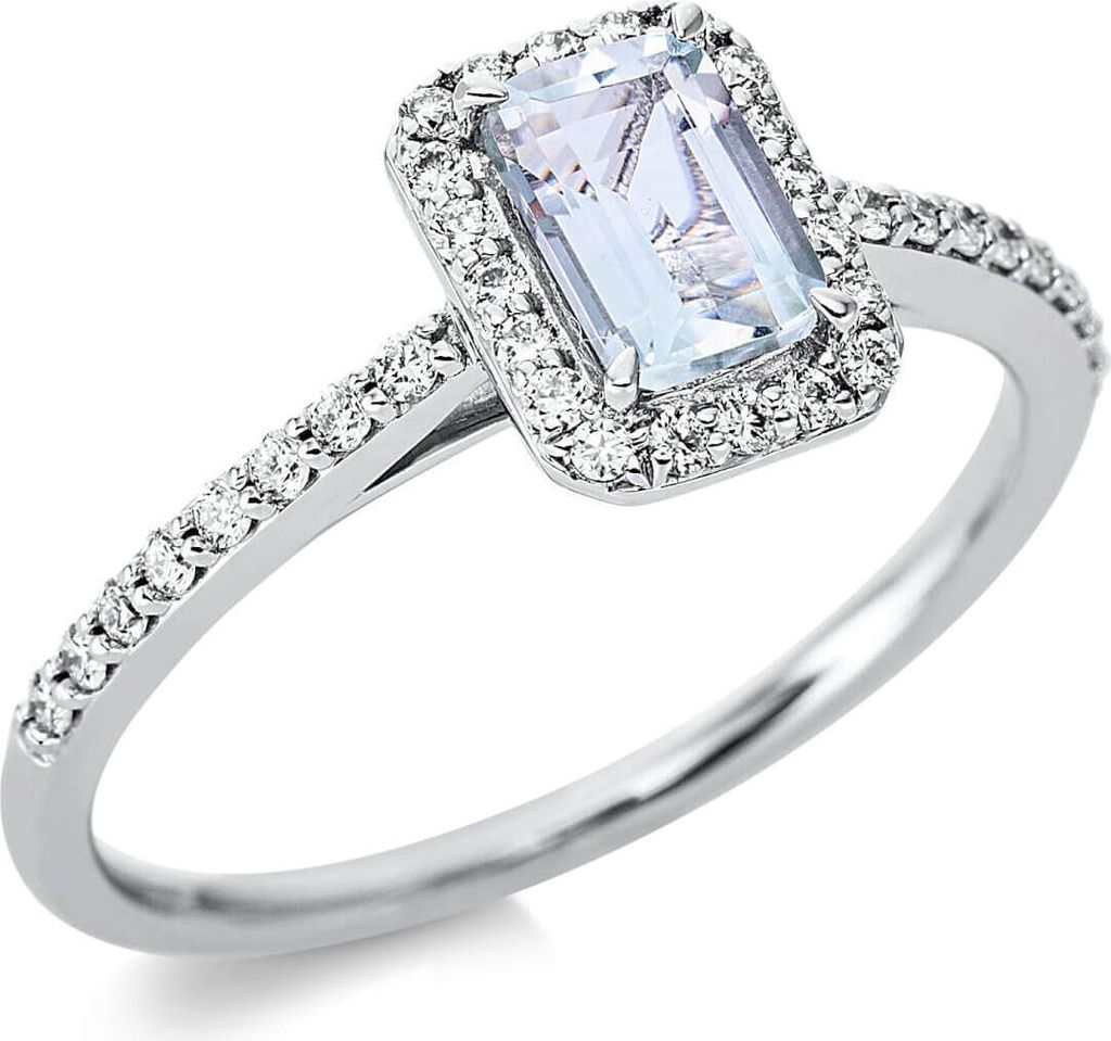 Ring aus 750 Weißgold Amethyst 0,48ct grün 36 Brillanten 0,19ct TW-SI B:8,4mm Innenumfang 54mm Ø17.2mm