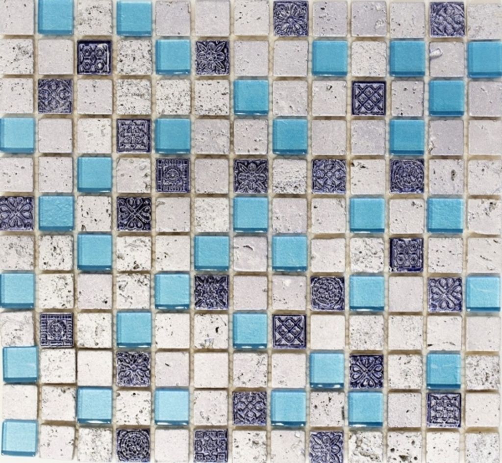 Mosaikfliese Transluzent blaugrau Glasmosaik Crystal Resin blaugrau MOS82-0402