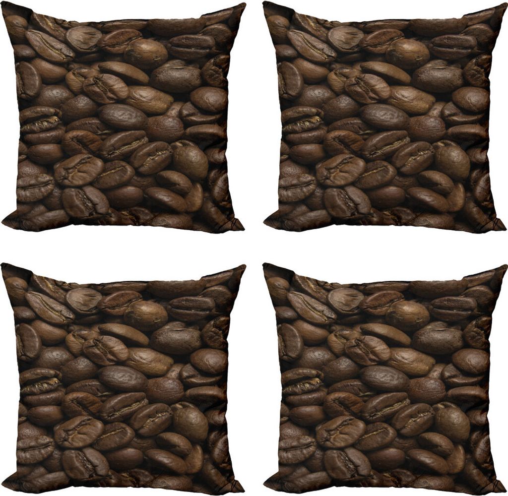 ABAKUHAUS Kaffee Kissenbezug Set (4 Stück), Frische Decaf aromatisiert Joe, Moderner Doppelseitiger Digitaldruck, 50 cm x 50 cm, Braun
